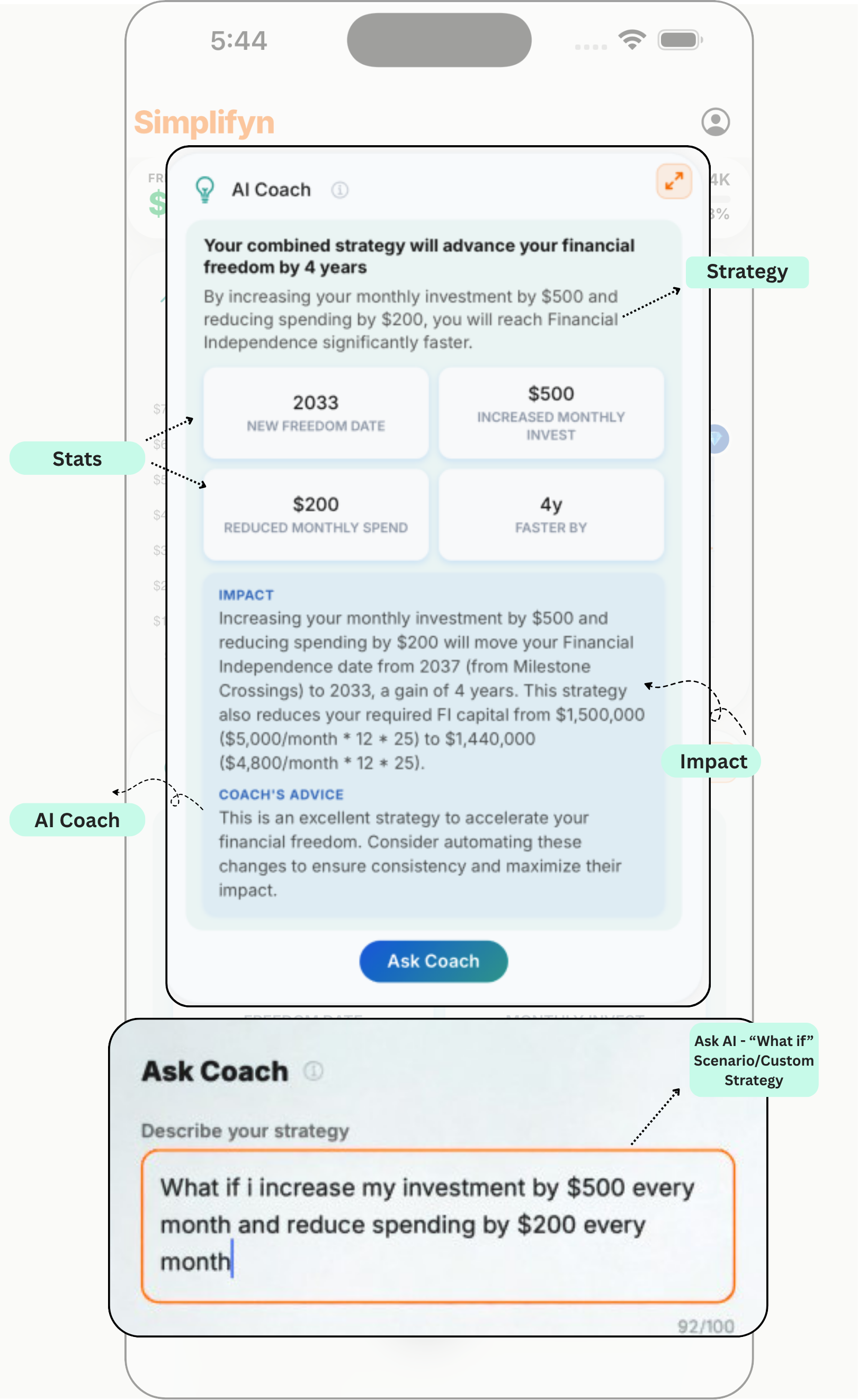 Simplifyn AI Coach conversation screen